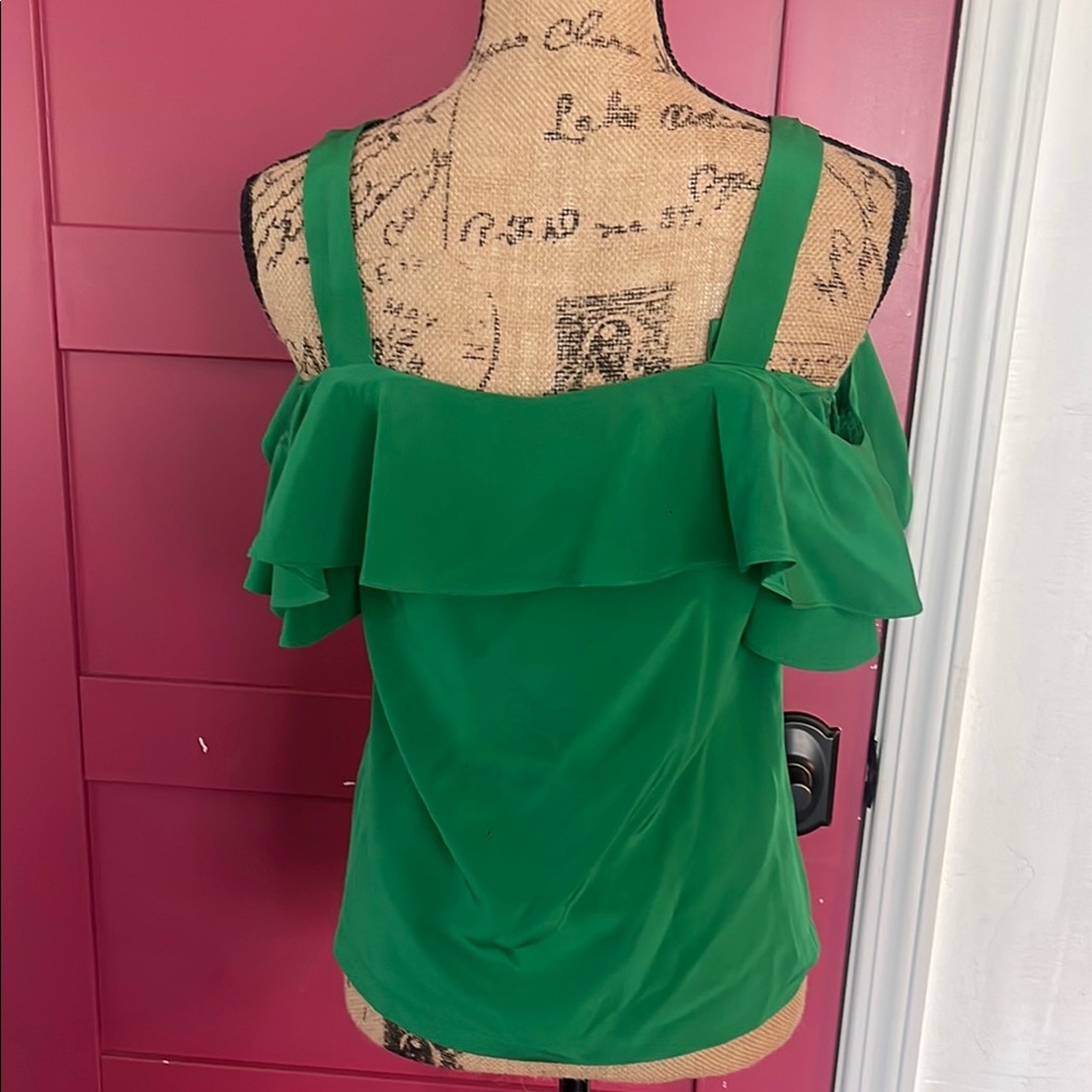 Green Off-Shoulder Ruffle Top Preloved - Picture 2 of 5